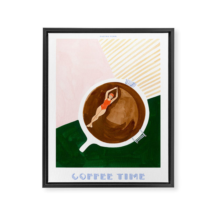 Swimming in Coffee Framed Canvas Print Gallery Image 1