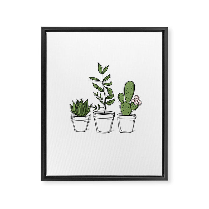 Three Little Succulents Framed Canvas Print Gallery Image 1