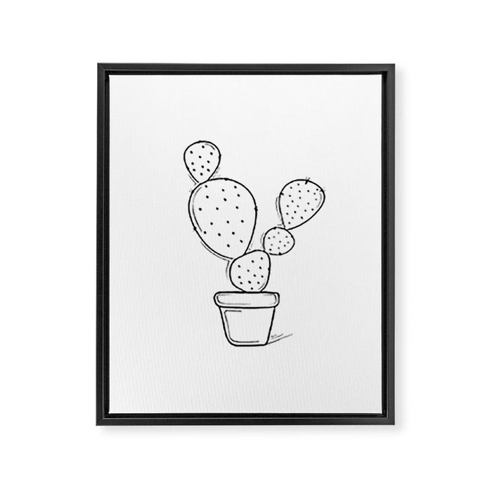 Tiny Cactus Line Art Drawing Framed Canvas Print Gallery Image 1
