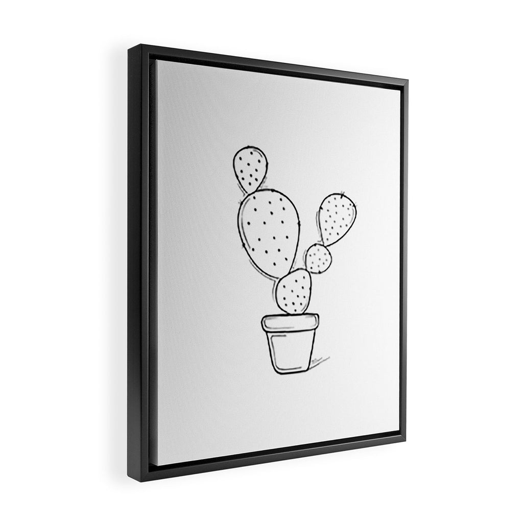 Tiny Cactus Line Art Drawing Framed Canvas Print Gallery Image 2