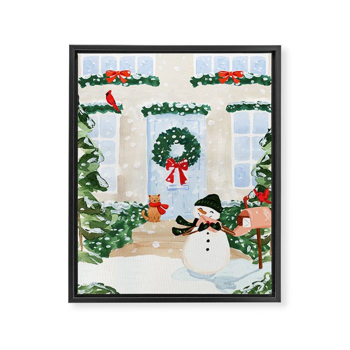 Winter Snowman Framed Canvas Print Gallery Image 1
