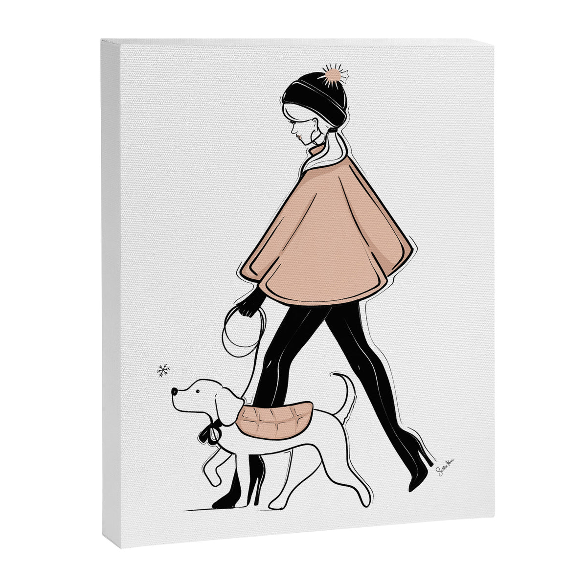 Winter Walk with my Pup Fashion Illustration Canvas Print Gallery Image 6