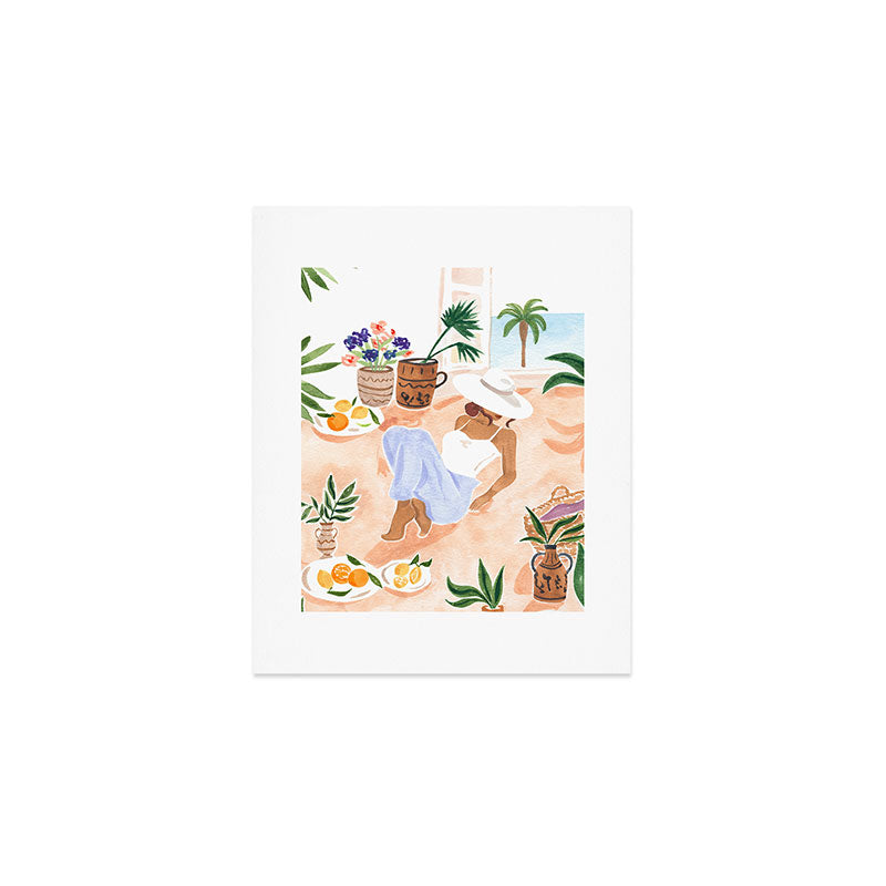 Woman Sitting by the Window Art Print - Sabina Fenn Illustration - Feminine Gouache Tropical Portrai Art Print Gallery Image 1