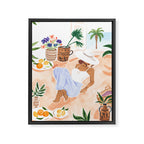 Woman Sitting by the Window Art Print - Sabina Fenn Illustration - Feminine Gouache Tropical Portrai Framed Canvas Print Gallery Image 6