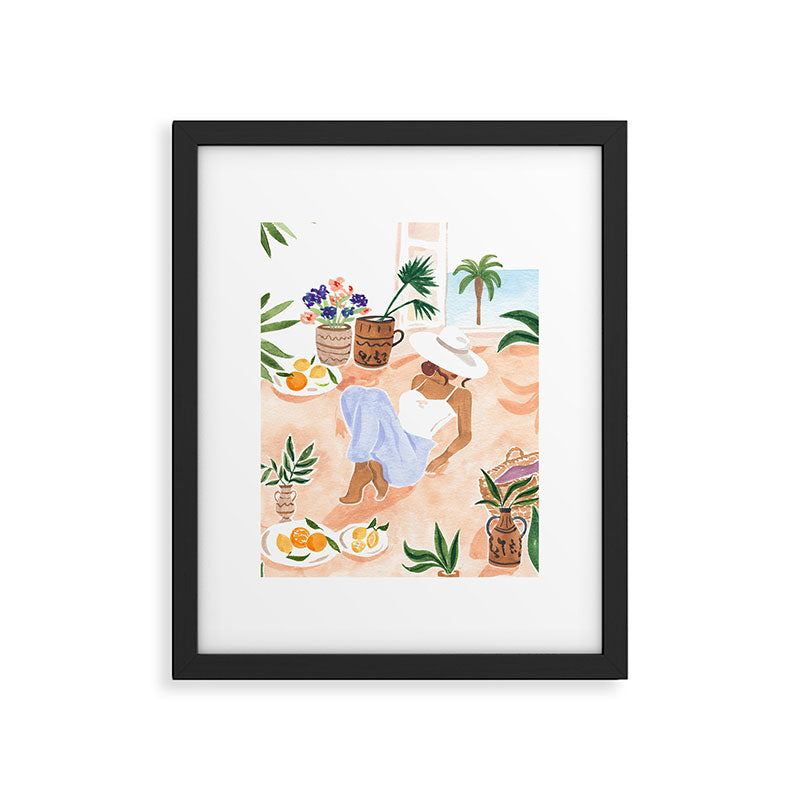 Woman Sitting by the Window Art Print - Sabina Fenn Illustration - Feminine Gouache Tropical Portrai Framed Art Print Gallery Image 5