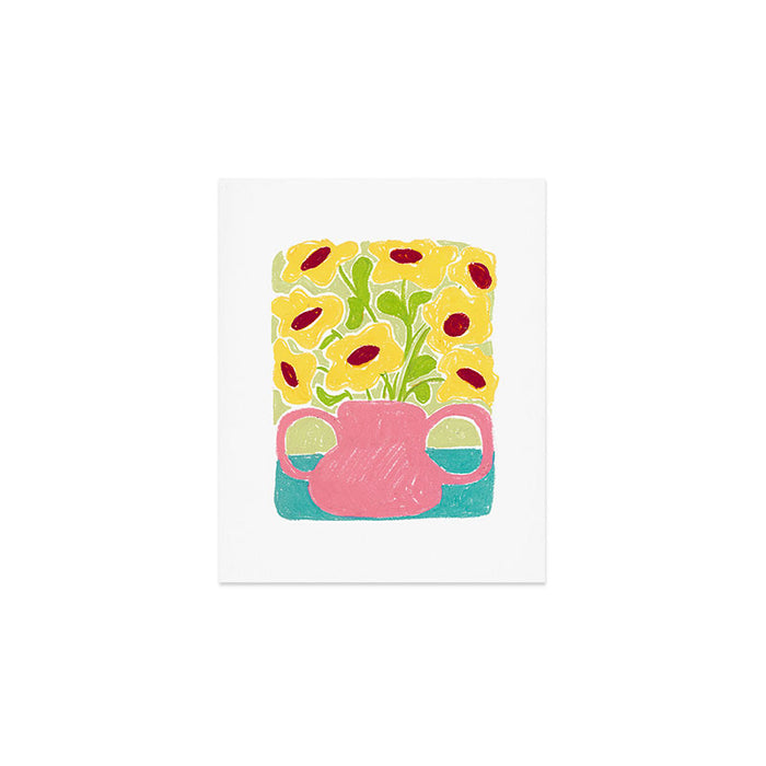 Yellow Flowers in a Vase Art Print Gallery Image 1