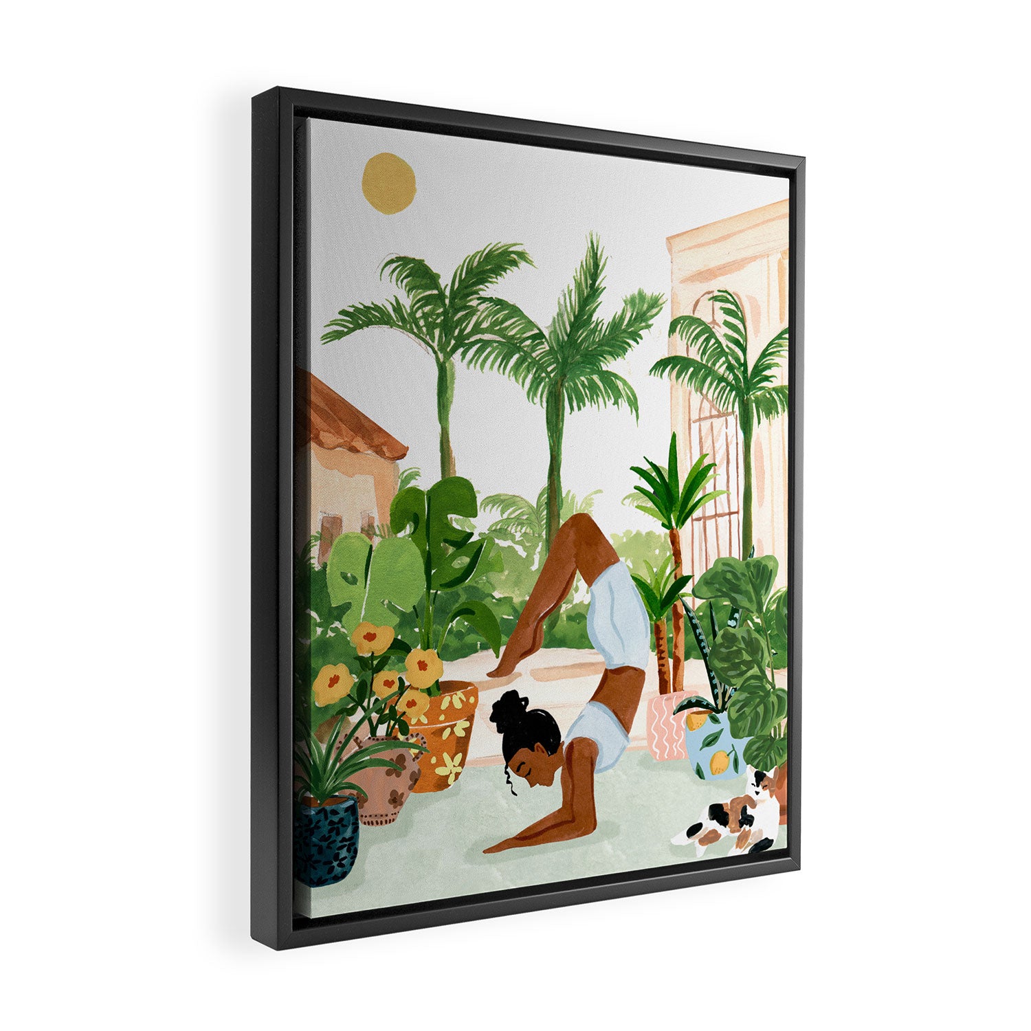 Yoga In the Courtyard Framed Canvas Print Gallery Image 2