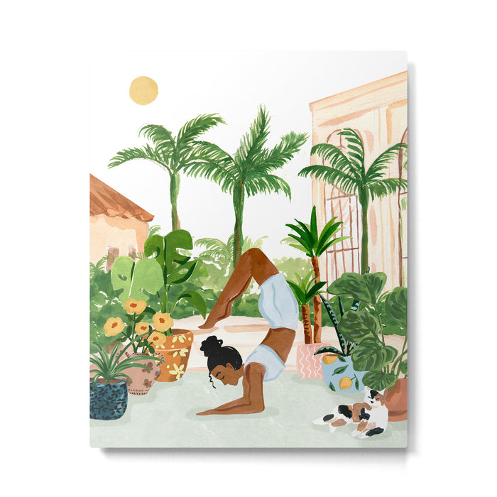 Yoga In the Courtyard Metal Print Gallery Image 1