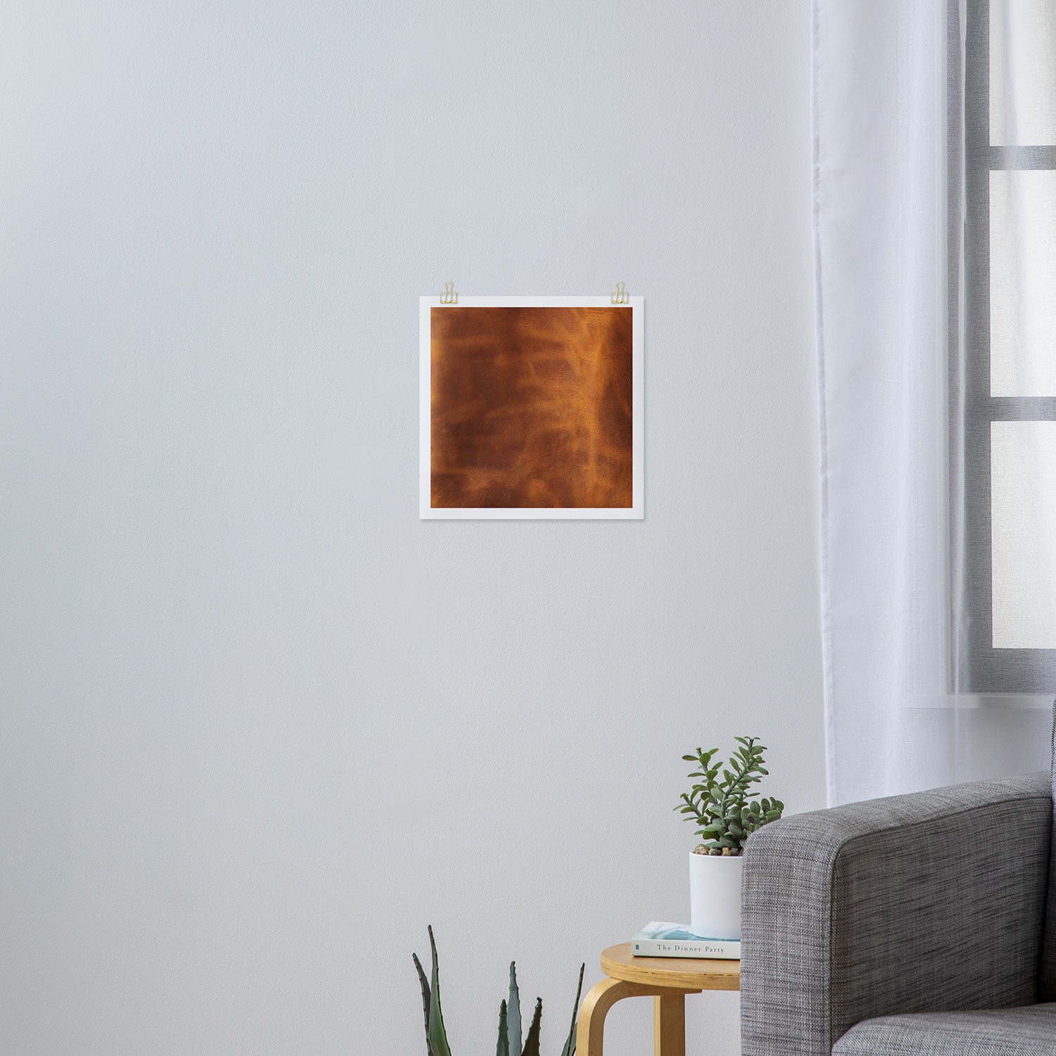 cognac suede leather ( faux  ) Art Print Gallery Image 3