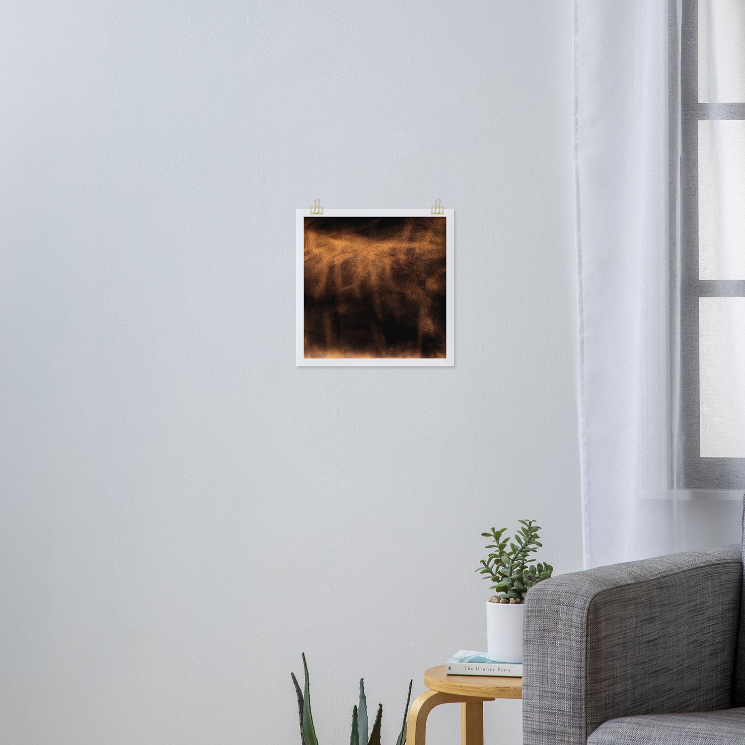 dark cognac brushed suede leather ( faux  ) Art Print Gallery Image 3
