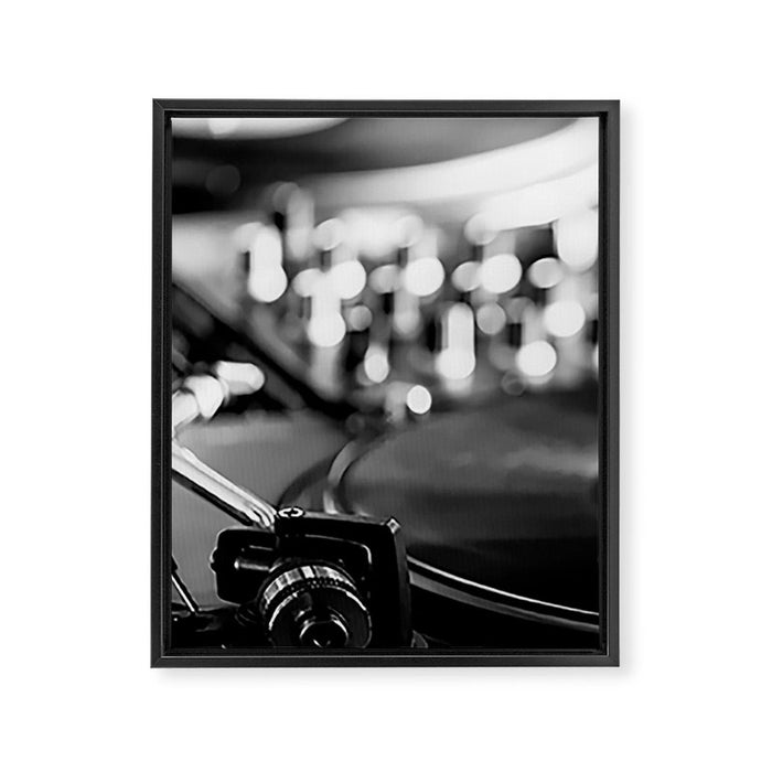 dj turntable record music aesthetic close up elegant mood art photography  Framed Canvas Print Gallery Image 1