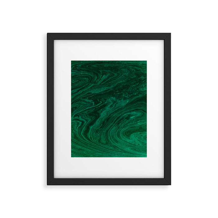 malachite green marbleized effect marble painting Framed Art Print Gallery Image 1