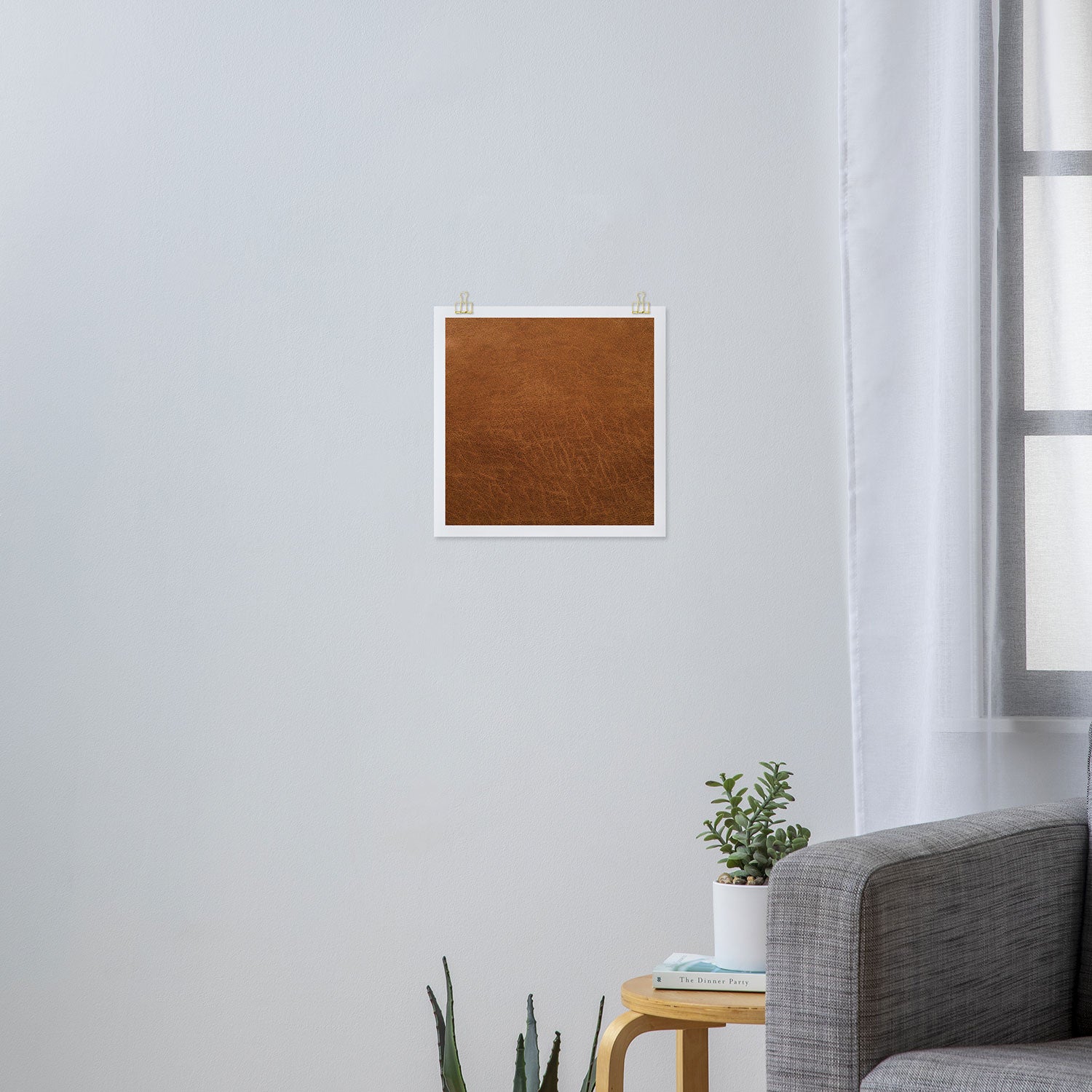 medium cognac conditioned leather ( faux  ) Art Print Gallery Image 3