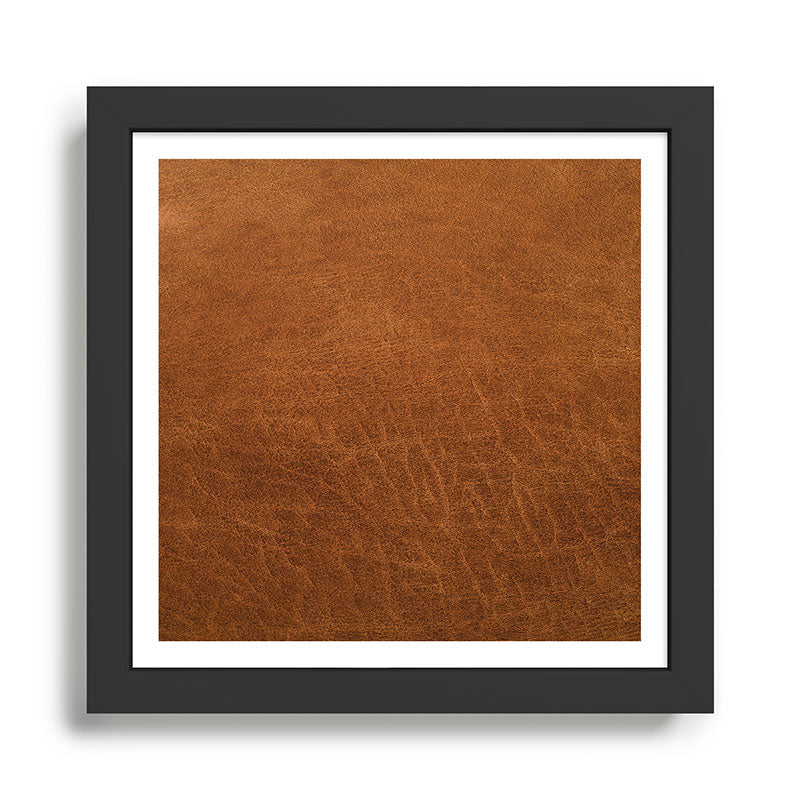 medium cognac conditioned leather ( faux  ) Framed Art Print Gallery Image 1