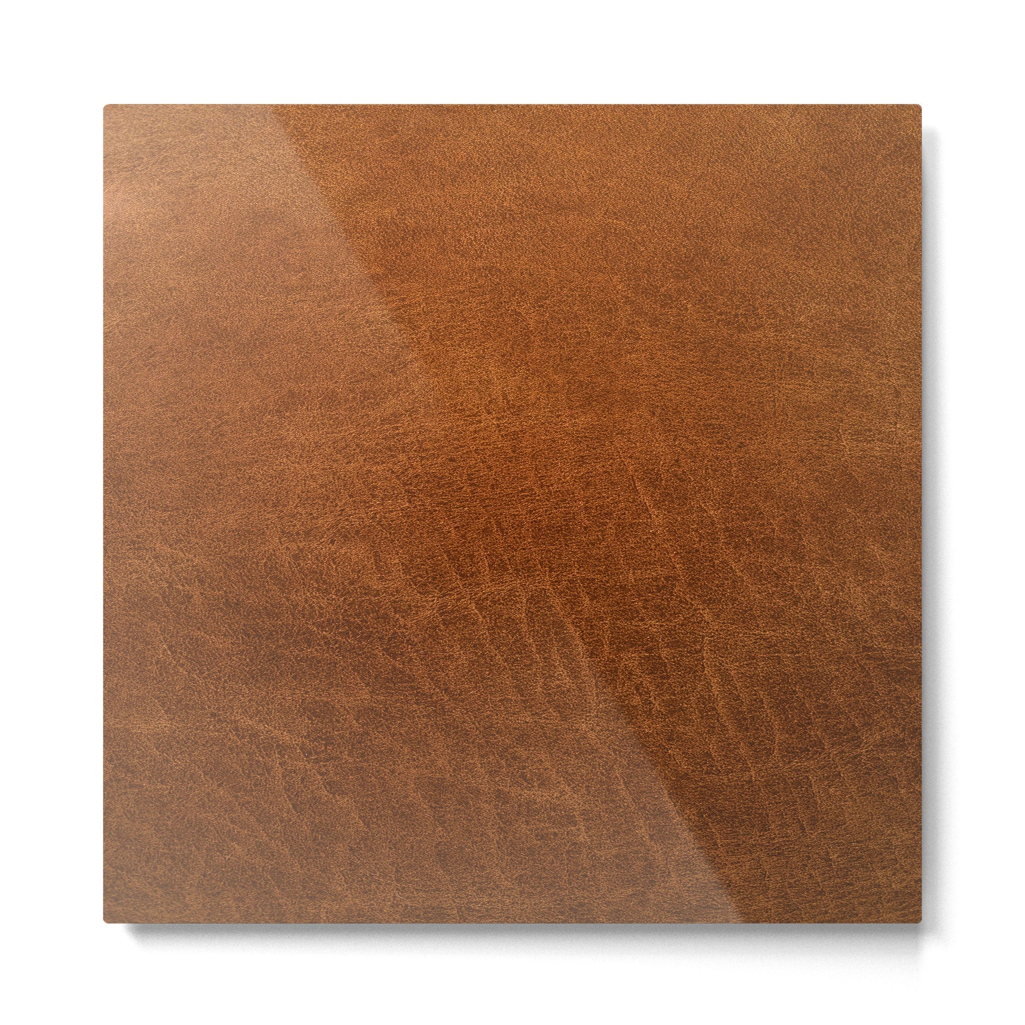 medium cognac conditioned leather ( faux  ) Metal Print Gallery Image 2