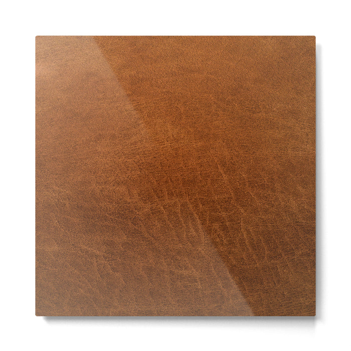 medium cognac conditioned leather ( faux  ) Metal Print Gallery Image 1