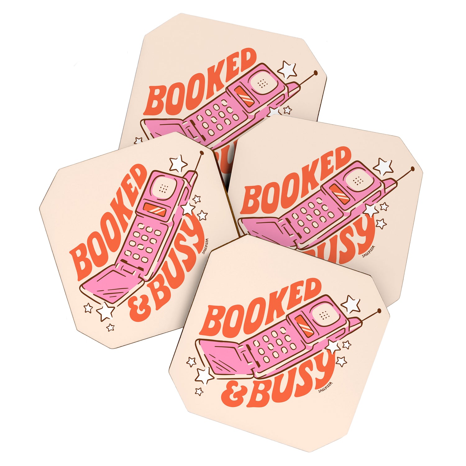 BOOKED AND BUSY (IN CREAM) Coaster Gallery Image 1