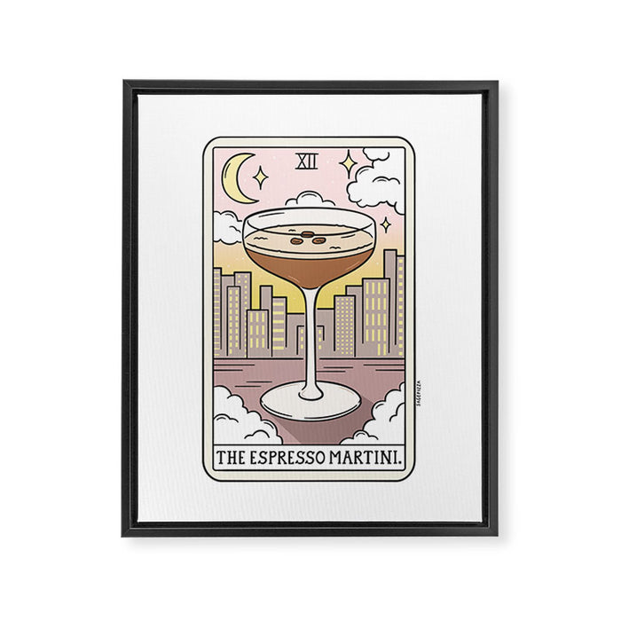 ESPRESSO MARTINI READING Framed Canvas Print Gallery Image 1