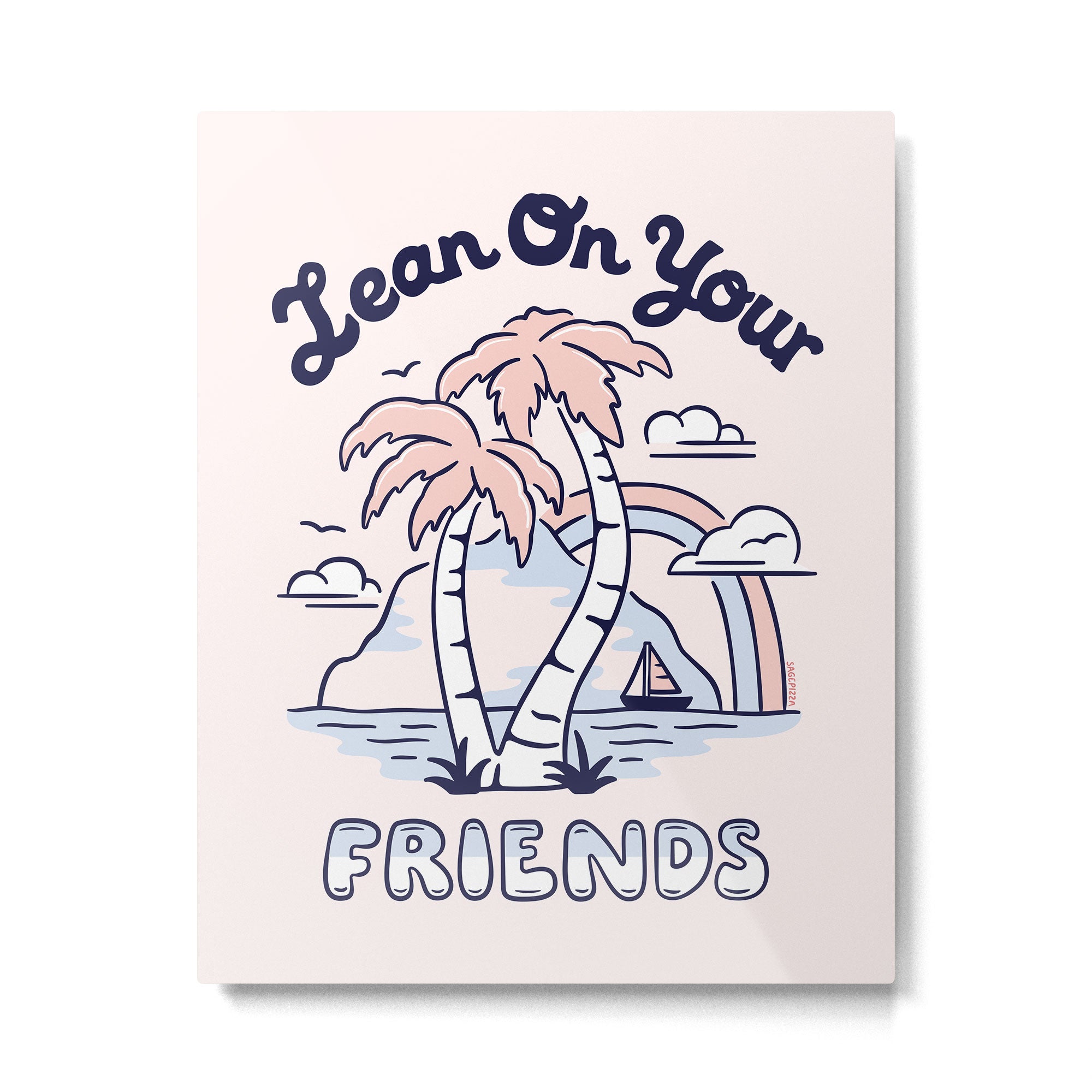 LEAN ON YOUR FRIENDS (BLUE/PINK) Metal Print Gallery Image 4
