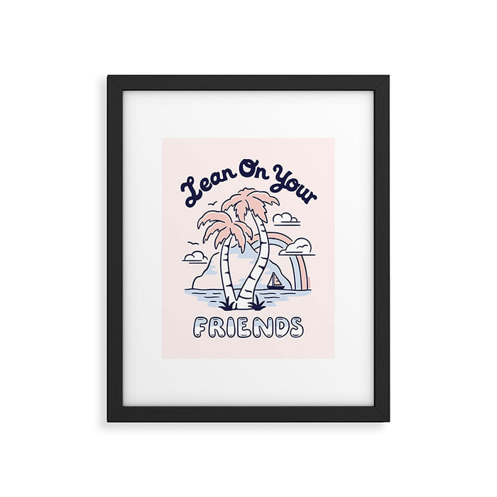 LEAN ON YOUR FRIENDS (BLUE/PINK) Framed Art Print Gallery Image 1