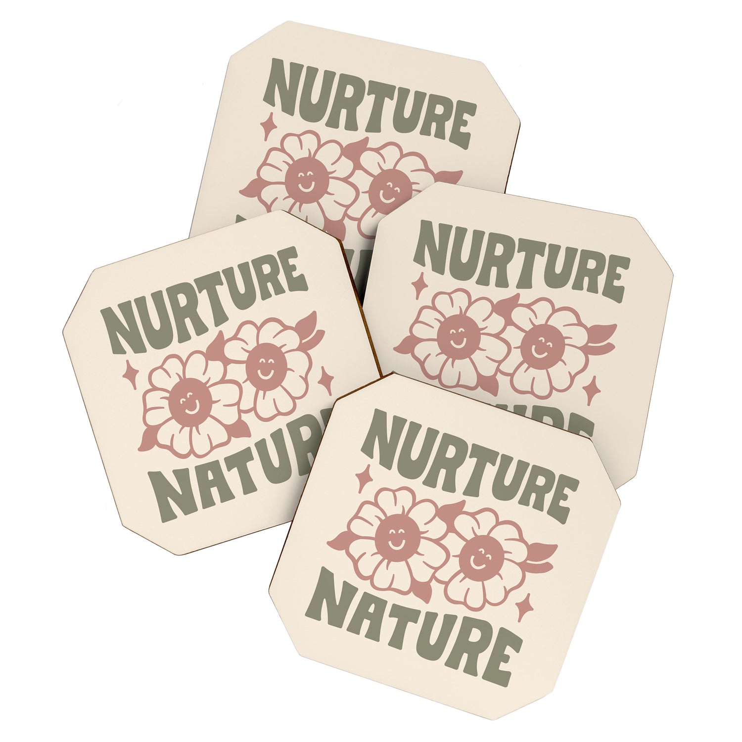 NURTURE NATURE (IN GREEN AND MAUVE) Coaster Gallery Image 1