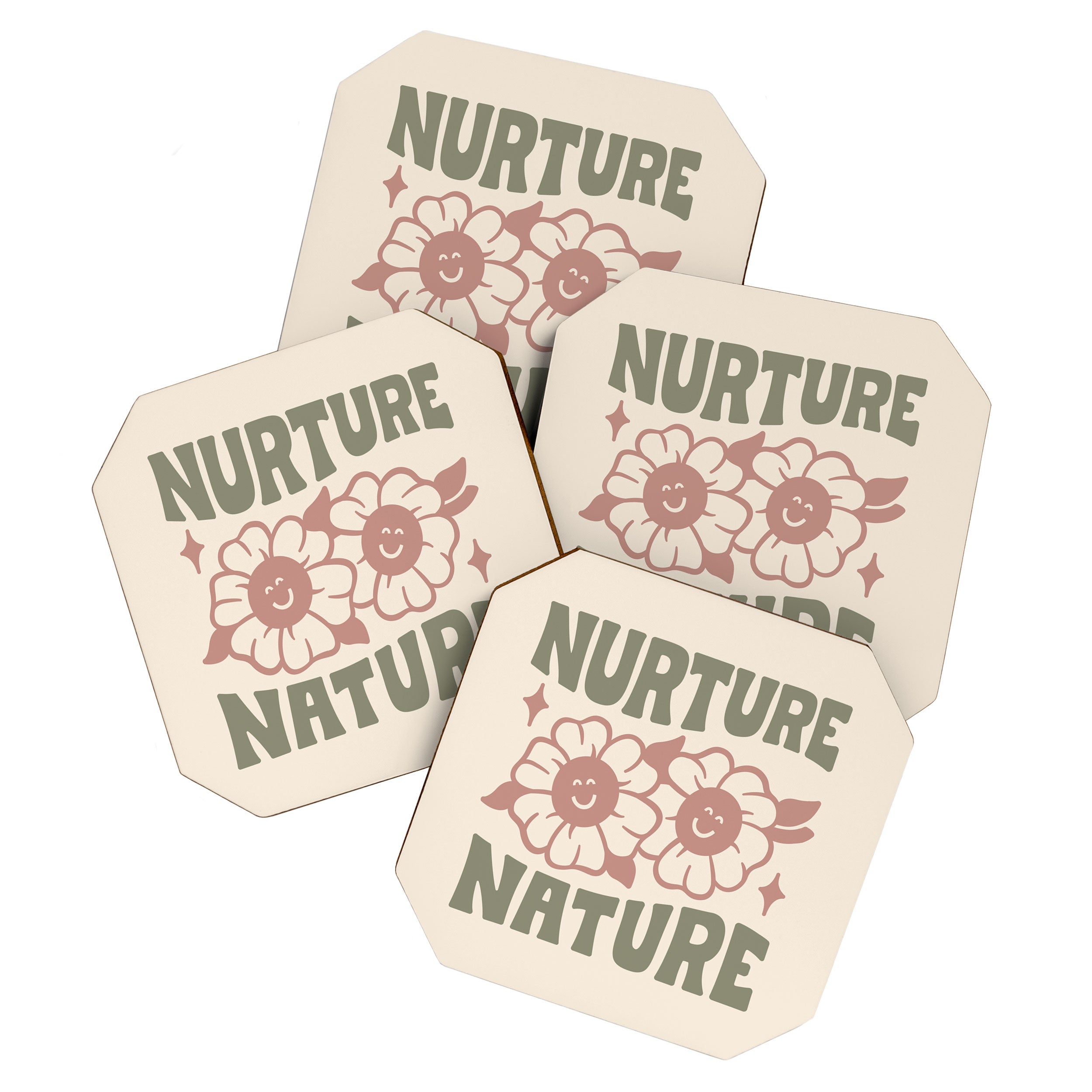 NURTURE NATURE (IN GREEN AND MAUVE) Coaster Gallery Image 1