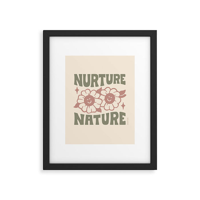NURTURE NATURE (IN GREEN AND MAUVE) Framed Art Print Gallery Image 1