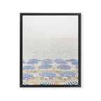 Blue Striped Umbrellas of the French Riviera | Nice, France beach photography Framed Canvas Print Gallery Image 3
