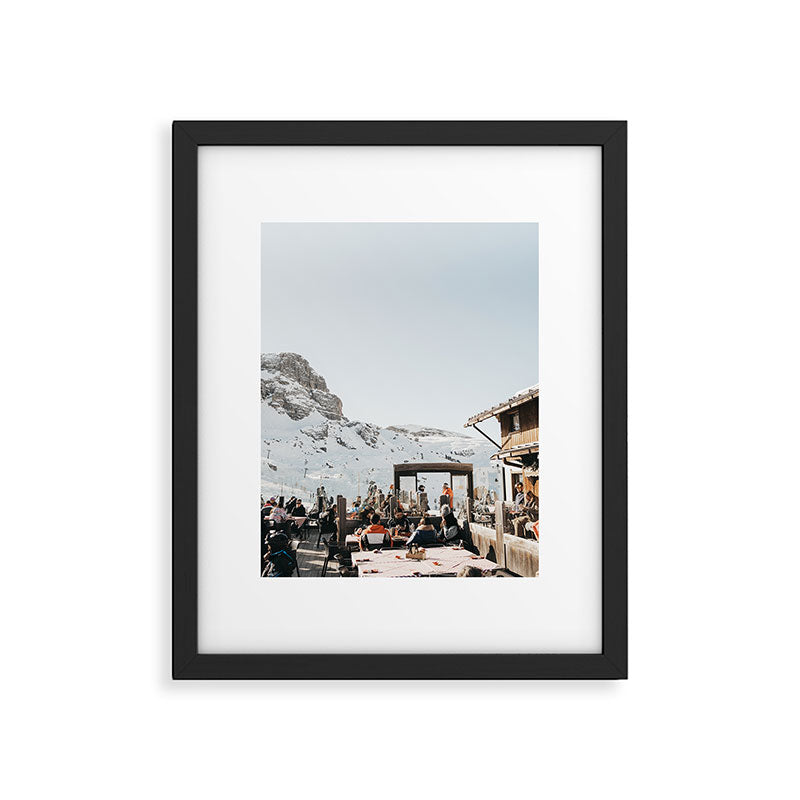 Dolomite Ski Resort | The definition of Mountaintop Après-ski definition | Norther Italy travel prints Framed Art Print