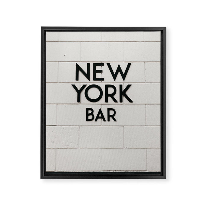 New York Bar sign, cocktail bar graphics, New York Art, NYC print  Framed Canvas Print Gallery Image 1