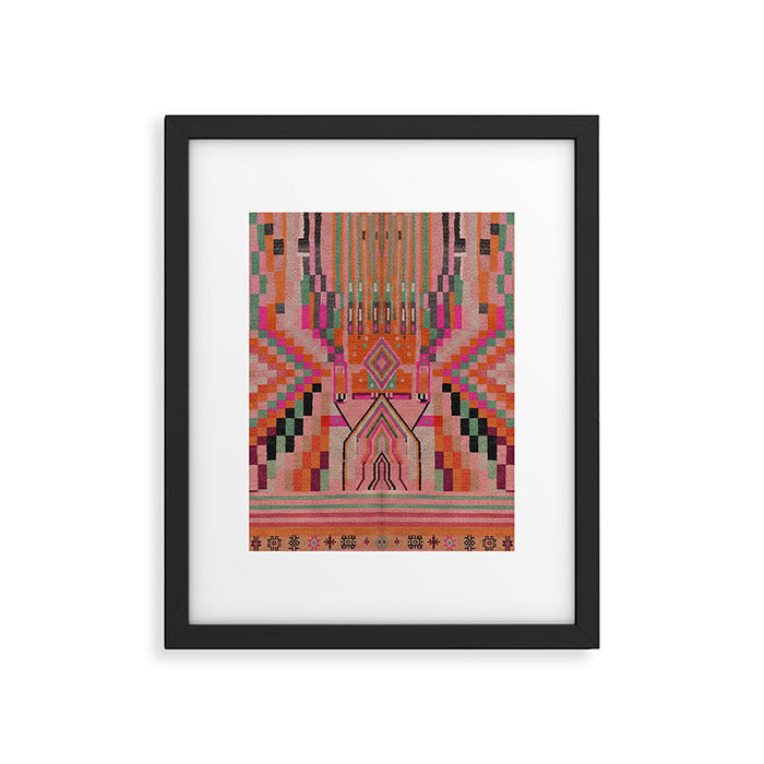 Geometric Tribal Guardian Abstract Textile Art Framed Art Print Gallery Image 1
