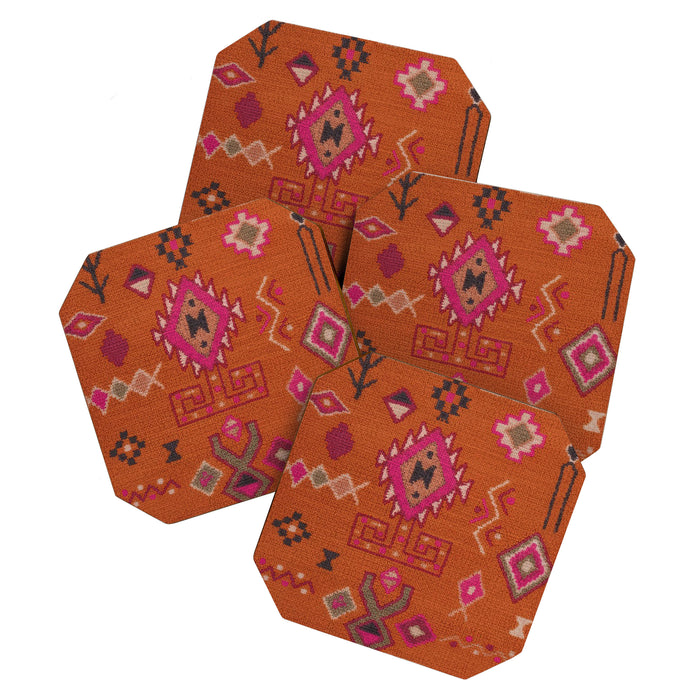 Moroccan Berber Geometric Pattern In Warm Earth Tones Coaster Gallery Image 1