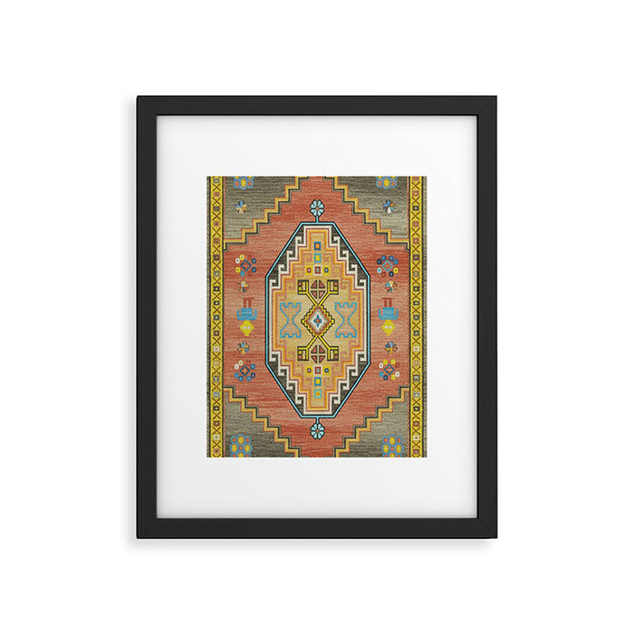 Moroccan Berber Geometric Rug Pattern Framed Art Print Gallery Image 1