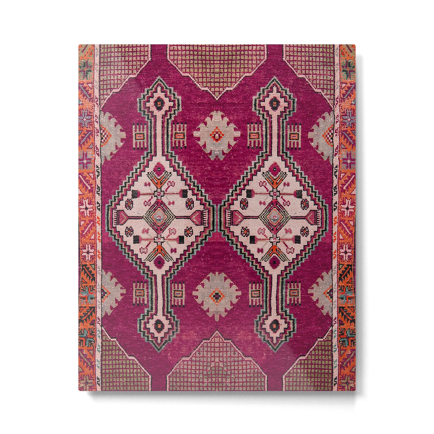 Moroccan Tribal Geometric Pattern in Magenta and Crimson Metal Print Gallery Image 6