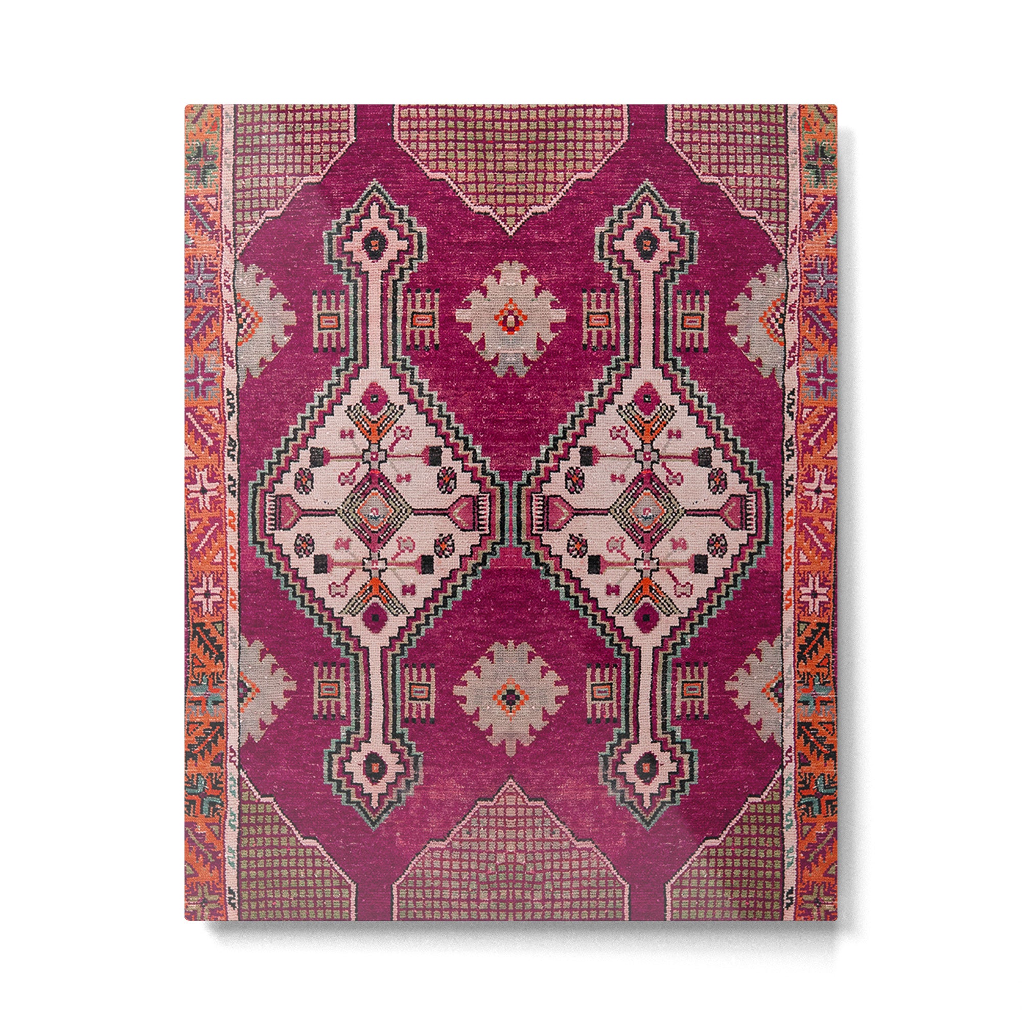 Moroccan Tribal Geometric Pattern in Magenta and Crimson Metal Print Gallery Image 6