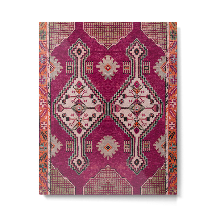 Moroccan Tribal Geometric Pattern in Magenta and Crimson Metal Print Gallery Image 1