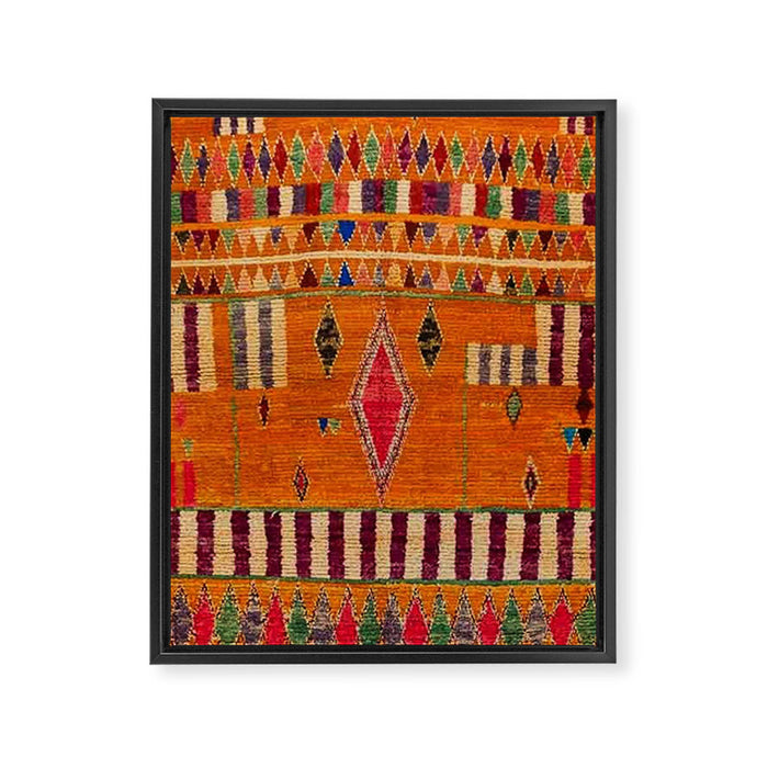 Orange Traditional Moroccan Design Framed Canvas Print Gallery Image 1