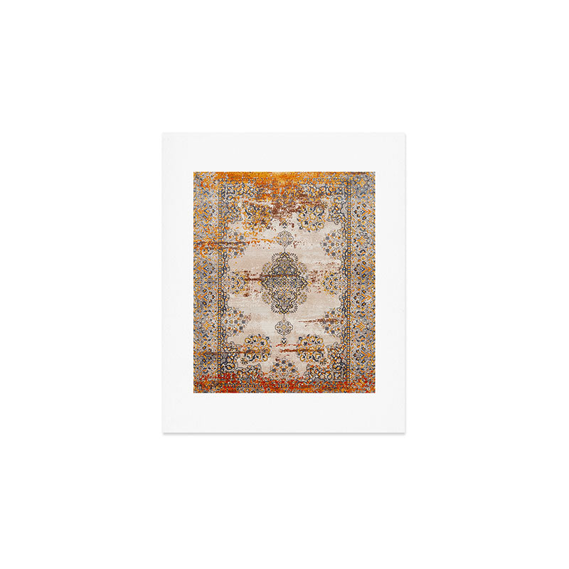 Orange Vintage Rug Design Art Print Gallery Image 1