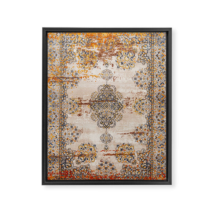 Orange Vintage Rug Design Framed Canvas Print Gallery Image 1