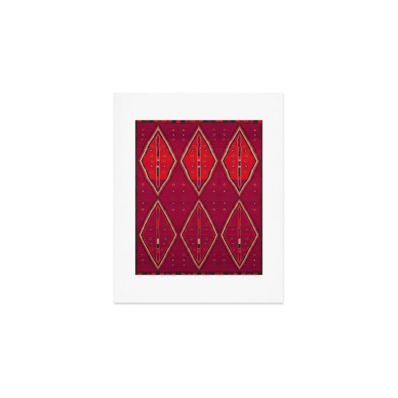 The Crimson Symmetry Handwoven Tribal Kilim Art Art Print Gallery Image 1