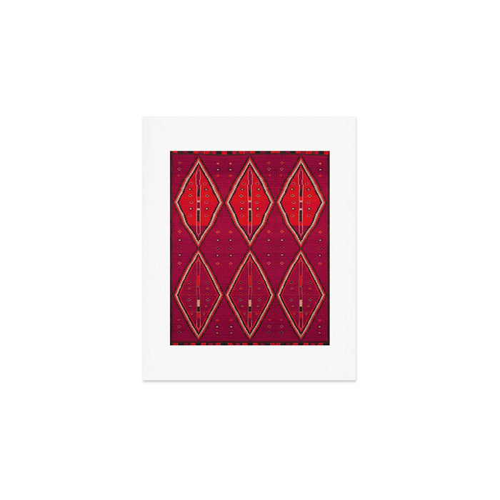 The Crimson Symmetry Handwoven Tribal Kilim Art Art Print Gallery Image 1