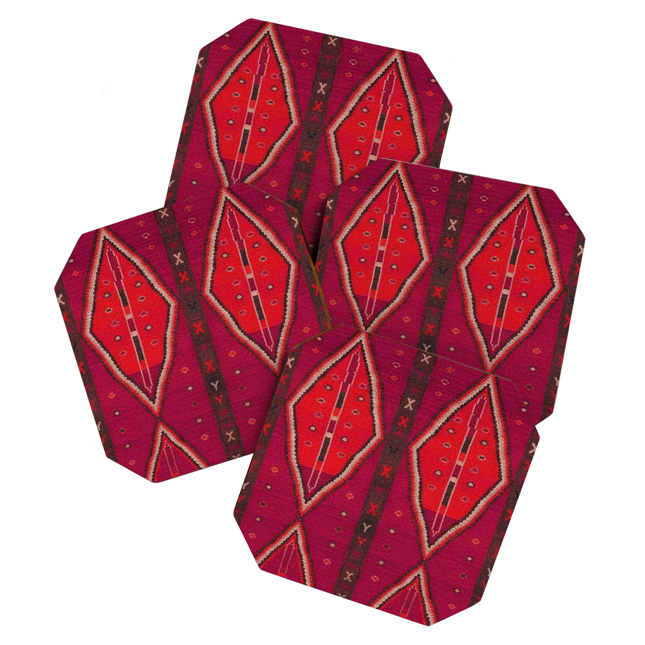 The Crimson Symmetry Handwoven Tribal Kilim Art Coaster Gallery Image 1