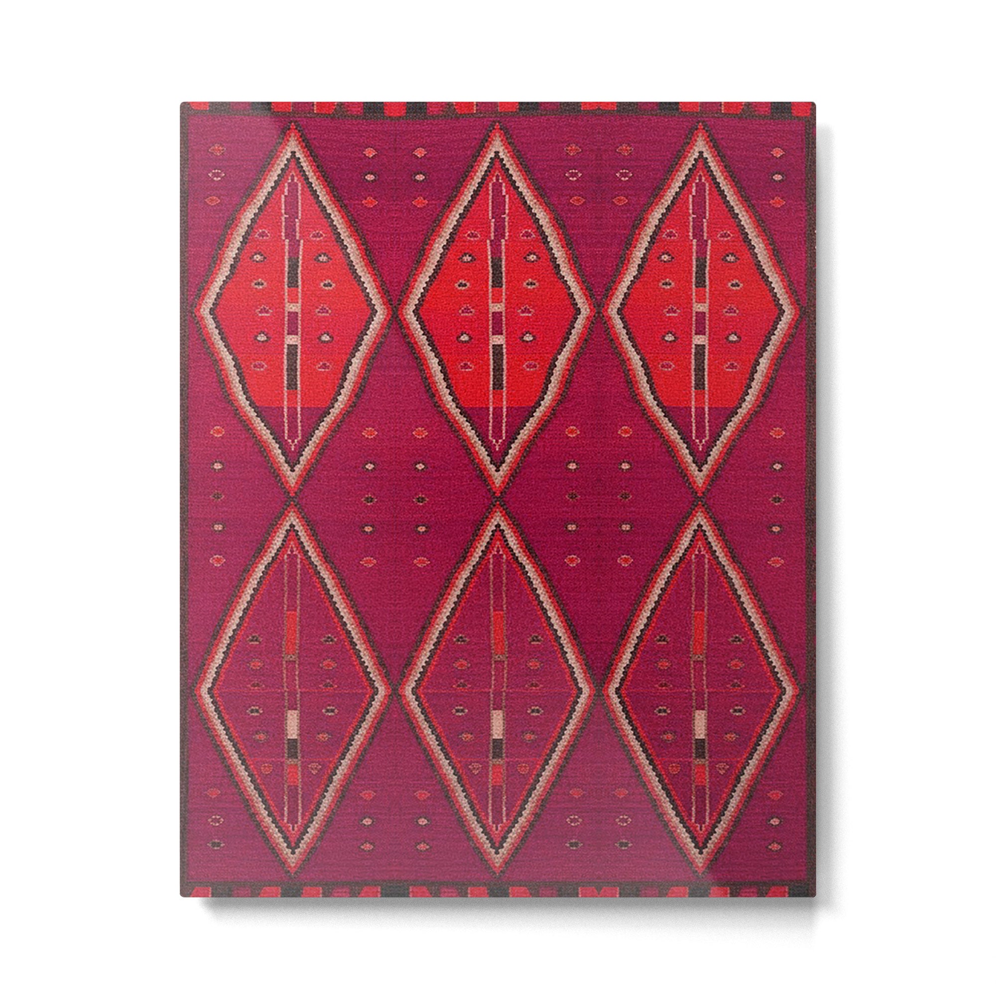 The Crimson Symmetry Handwoven Tribal Kilim Art Metal Print Gallery Image 6
