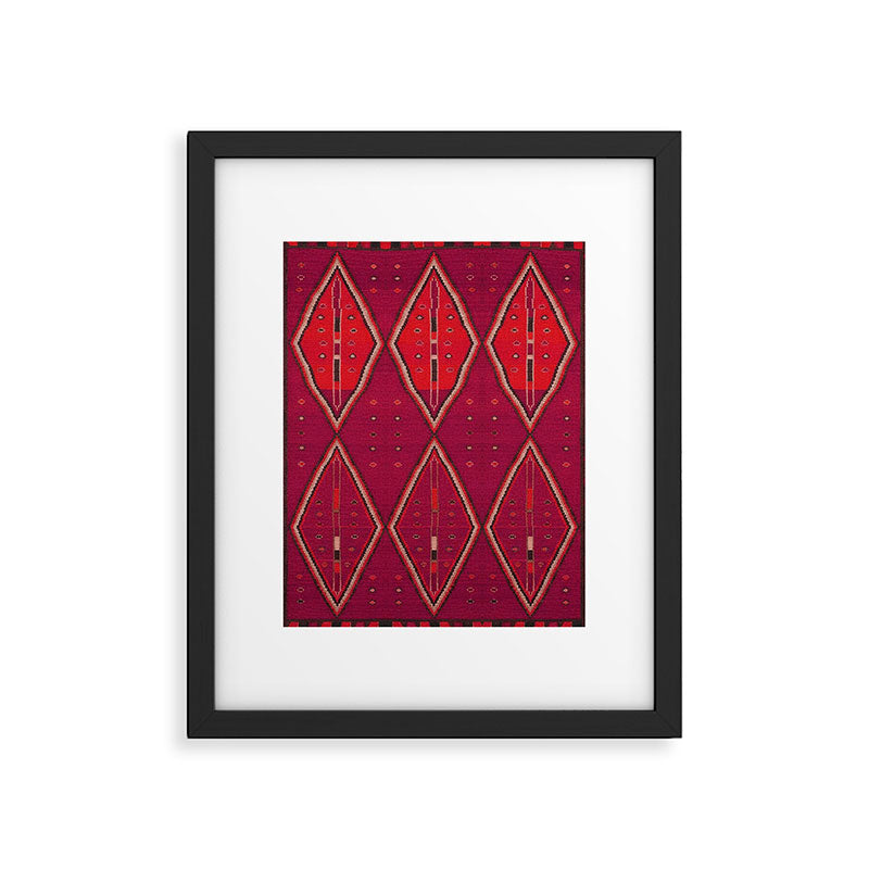 The Crimson Symmetry Handwoven Tribal Kilim Art Framed Art Print Gallery Image 6