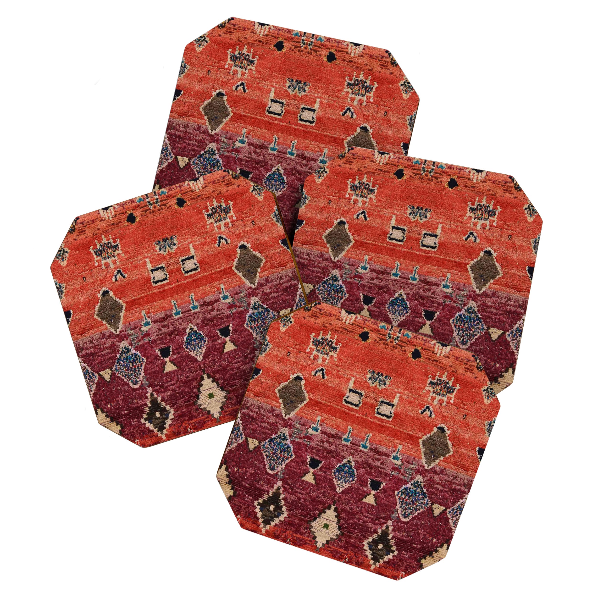 Traditional Oriental Moroccan Rug Design Coaster Gallery Image 1