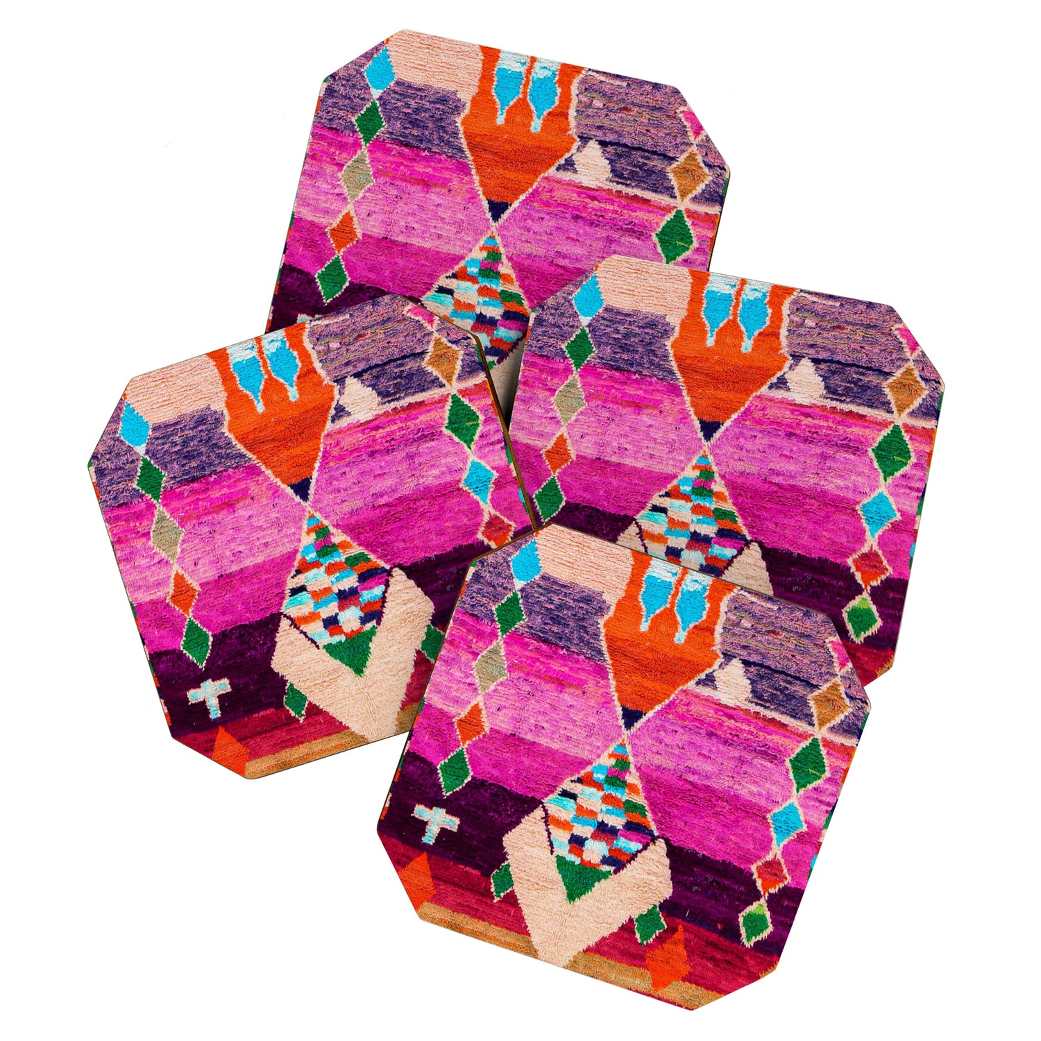 Traditional Oriental Moroccan Berber Rug Design Coaster Gallery Image 1