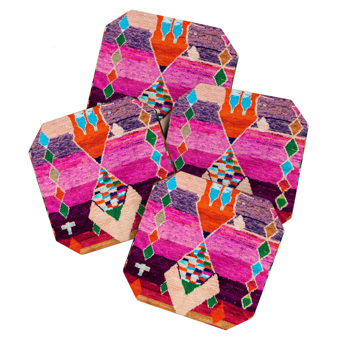 Traditional Oriental Moroccan Berber Rug Design Coaster Gallery Image 1