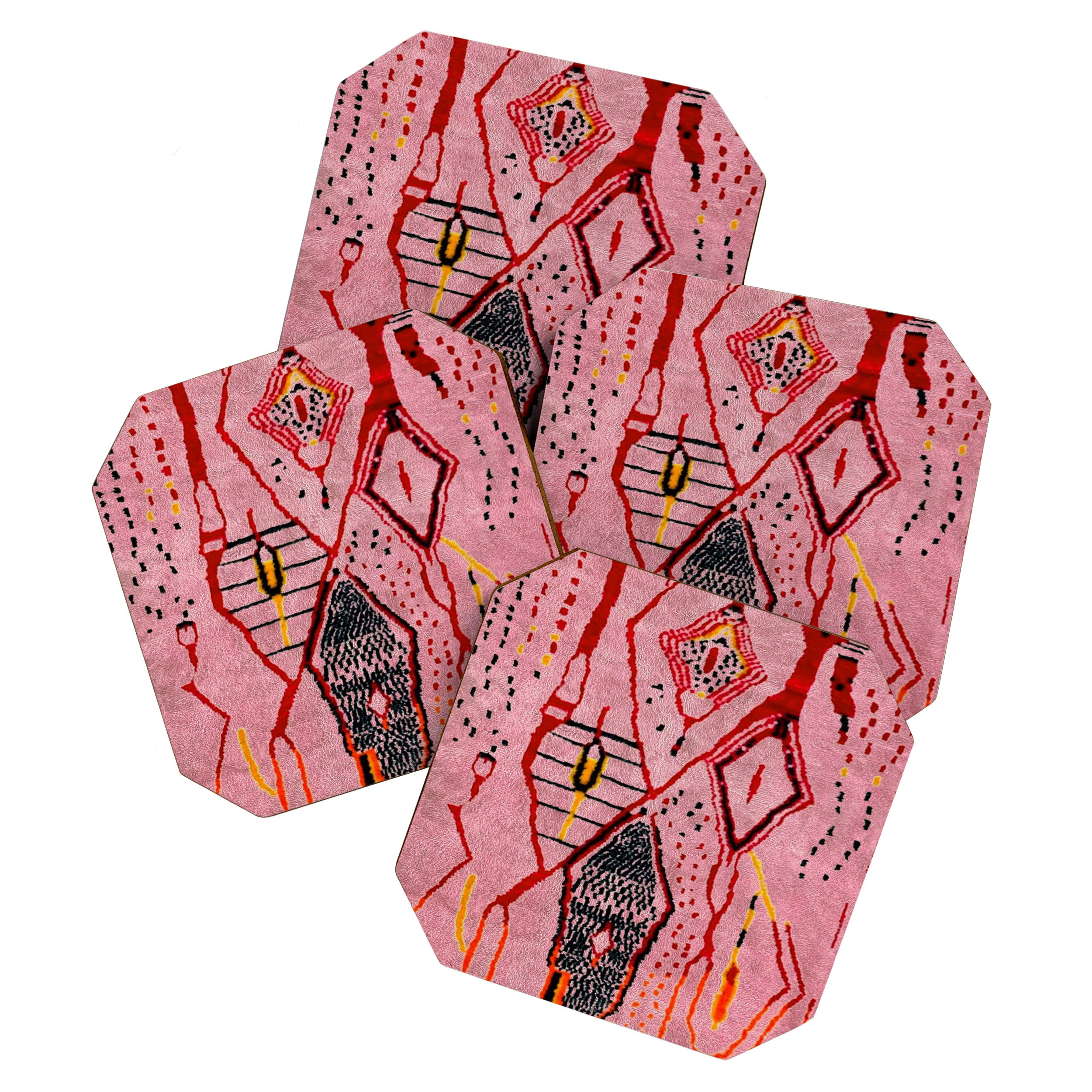 Traditional Pink Moroccan Rug Artwork Coaster Gallery Image 1