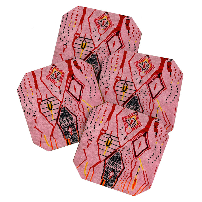 Traditional Pink Moroccan Rug Artwork Coaster Gallery Image 1