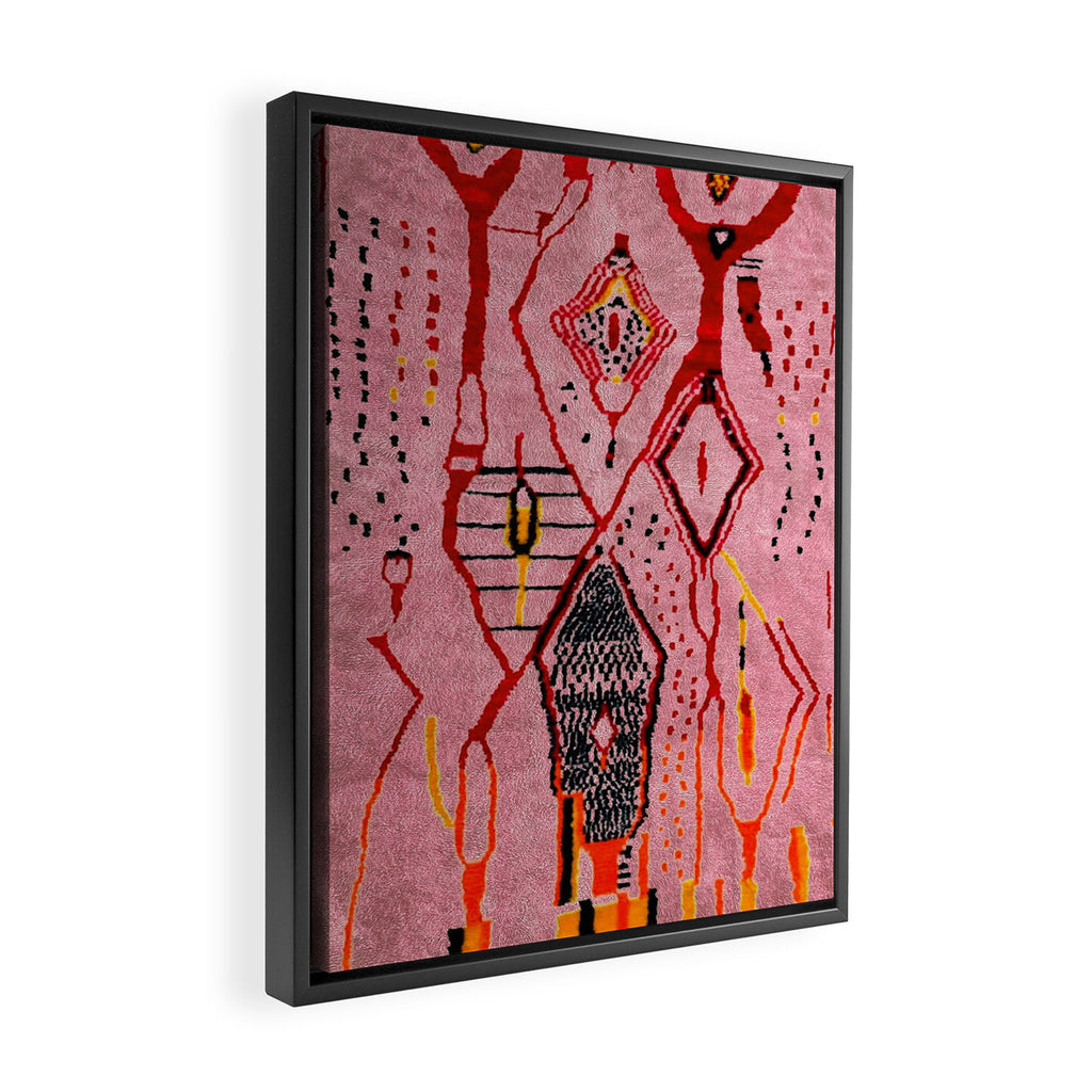 Traditional Pink Moroccan Rug Artwork Framed Canvas Print Gallery Image 2
